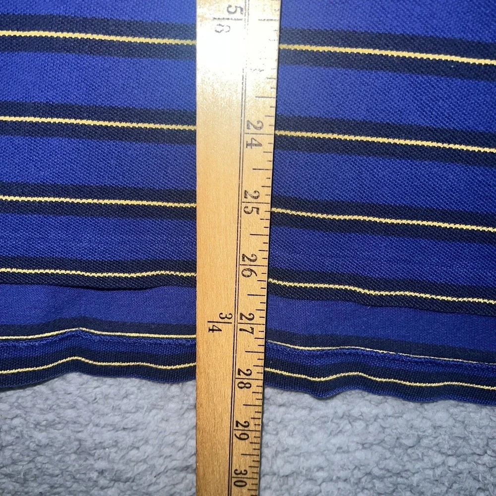 VTG Polo Ralph Lauren Shirt Men's Size L Blue Black Yellow Striped Red Pony Polo